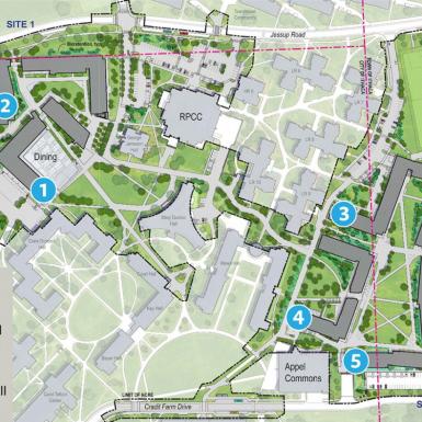 康奈尔北校区的地图，表明新住宅馆将在哪里